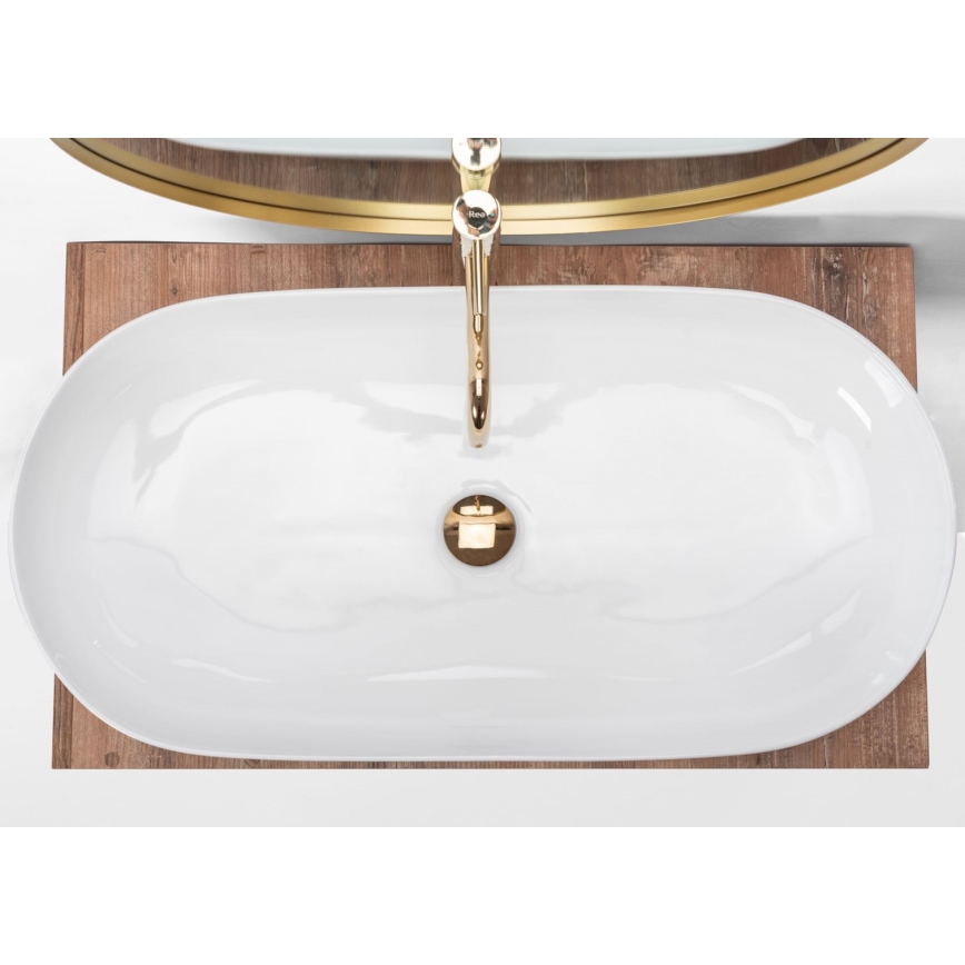 REA-U0563 - Lavabo para encimera CLEO 41x81 cm cerámica/blanco brillante