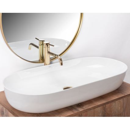REA-U0563 - Lavabo para encimera CLEO 41x81 cm cerámica/blanco brillante