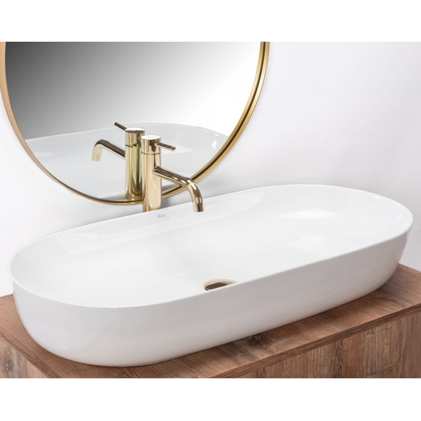 REA-U0563 - Lavabo para encimera CLEO 41x81 cm cerámica/blanco brillante