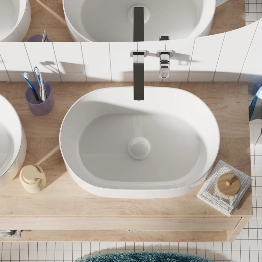 REA-U0600 - Lavabo sobre encimera ALMA 36x57 cm cerámica/blanco brillante