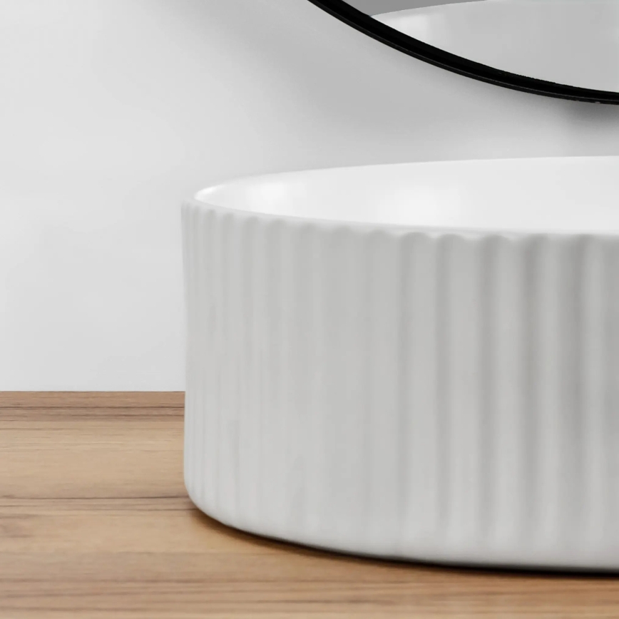 REA-U0601 - Lavabo sobre encimera DELIA 36 cm blanco brillante/imitación de piedra