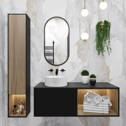 REA-U0601 - Lavabo sobre encimera DELIA 36 cm blanco brillante/imitación de piedra