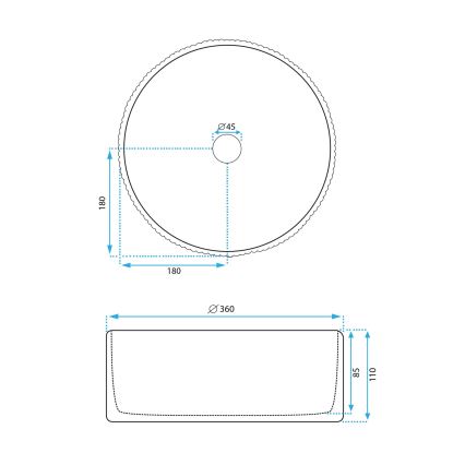 REA-U0601 - Lavabo sobre encimera DELIA 36 cm blanco brillante/imitación de piedra