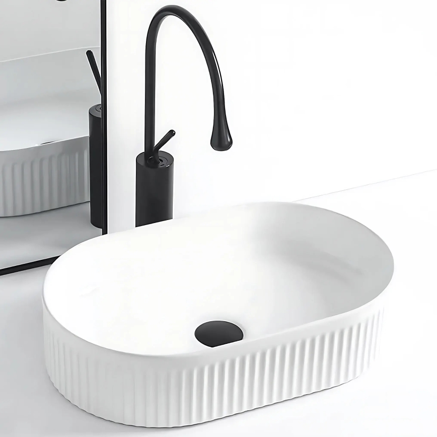 REA-U0603 - Lavabo sobre encimera VANDA 31x49 cm cerámica/blanco brillante
