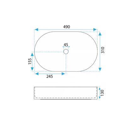 REA-U0603 - Lavabo sobre encimera VANDA 31x49 cm cerámica/blanco brillante