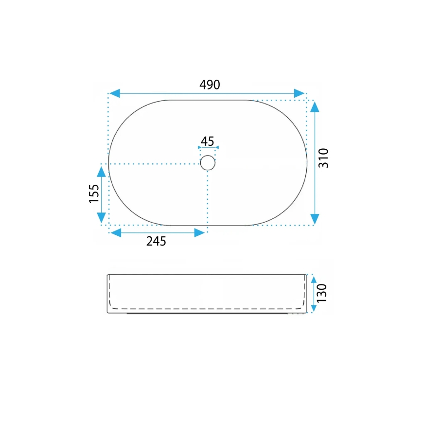 REA-U0603 - Lavabo sobre encimera VANDA 31x49 cm cerámica/blanco brillante