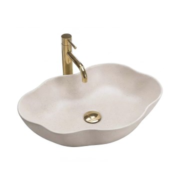 REA-U0617 - Lavabo sobre encimera PEARL 38x50,5 cm cerámica/beige/efecto piedra