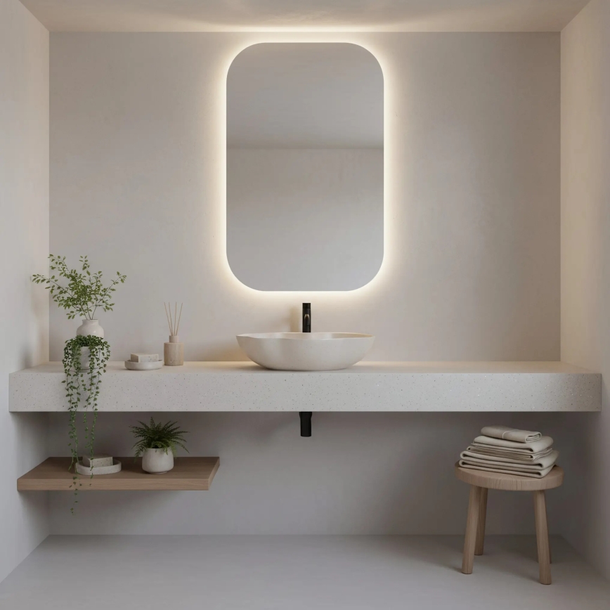 REA-U0617 - Lavabo sobre encimera PEARL 38x50,5 cm cerámica/beige/efecto piedra