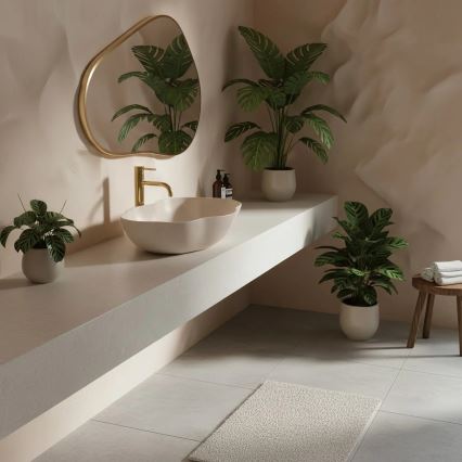 REA-U0617 - Lavabo sobre encimera PEARL 38x50,5 cm cerámica/beige/efecto piedra