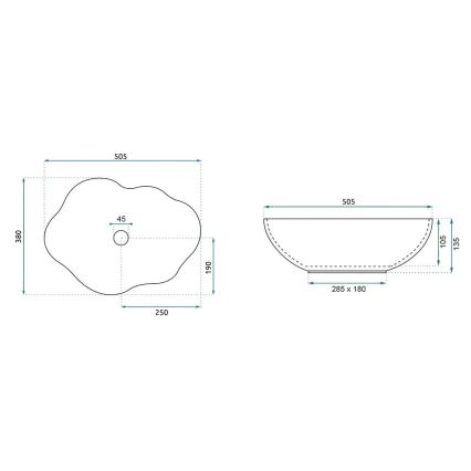 REA-U0617 - Lavabo sobre encimera PEARL 38x50,5 cm cerámica/beige/efecto piedra