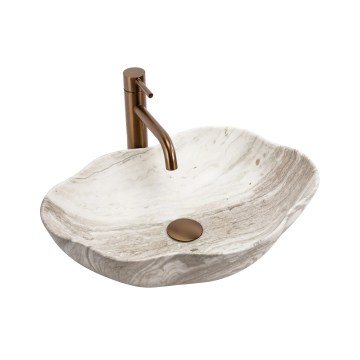 REA-U0618 - Lavabo sobre encimera PEARL 38x50,5 cm cerámica/beige/imitación de piedra
