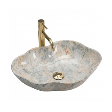 REA-U0620 - Lavabo sobre encimera PEARL 38x50,5 cm cerámica/gris/beige/efecto piedra