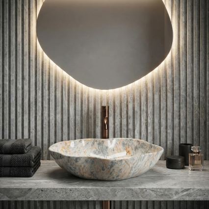 REA-U0620 - Lavabo sobre encimera PEARL 38x50,5 cm cerámica/gris/beige/efecto piedra