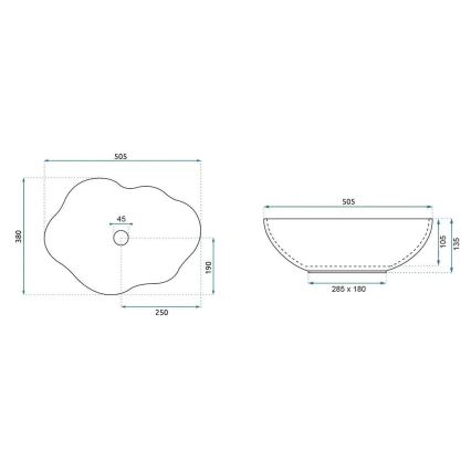 REA-U0620 - Lavabo sobre encimera PEARL 38x50,5 cm cerámica/gris/beige/efecto piedra