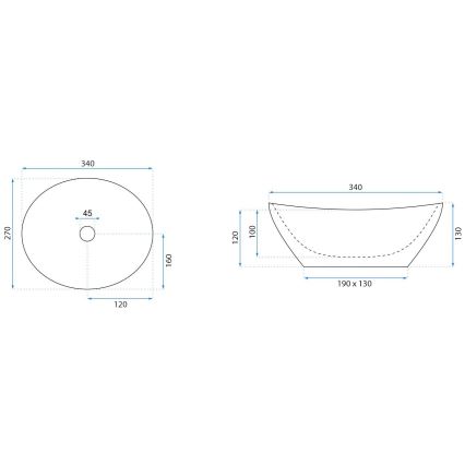 REA-U0623 - Lavabo para encimera SOFIA MINI 27x34 cm cerámica/blanco brillante