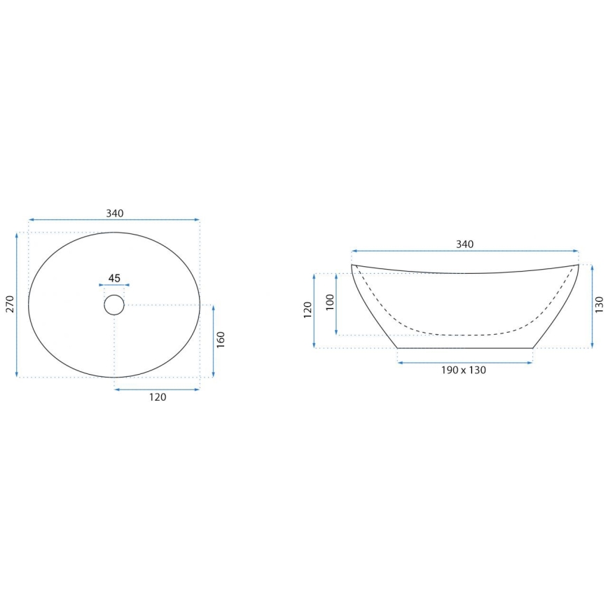 REA-U0623 - Lavabo para encimera SOFIA MINI 27x34 cm cerámica/blanco brillante