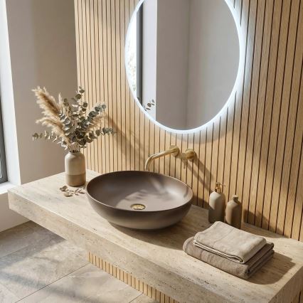 REA-U0627 - Lavabo sobre encimera CAROLA 39x51,5 cm cerámica/beige/marrón