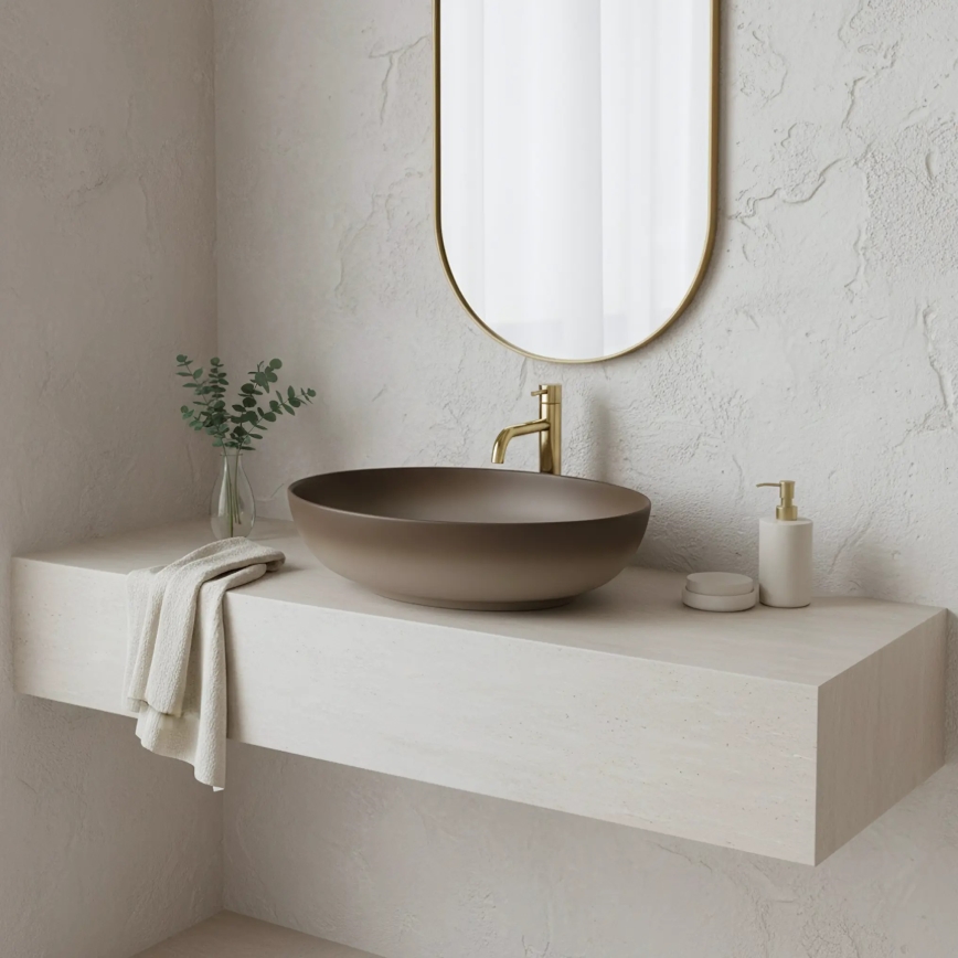 REA-U0627 - Lavabo sobre encimera CAROLA 39x51,5 cm cerámica/beige/marrón