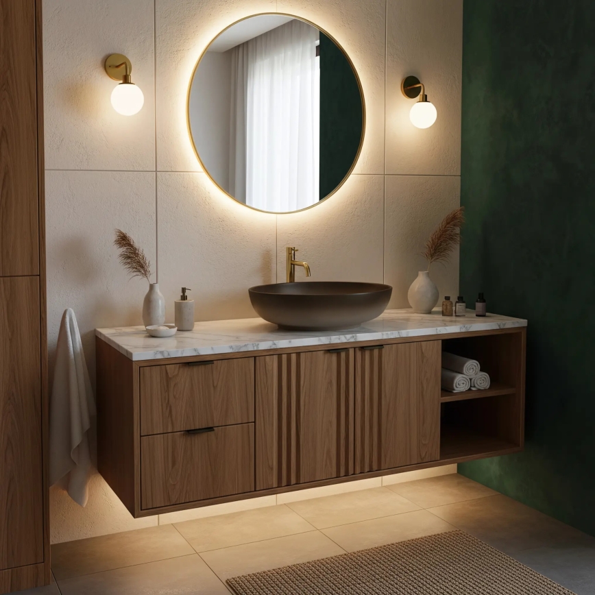 REA-U0627 - Lavabo sobre encimera CAROLA 39x51,5 cm cerámica/beige/marrón