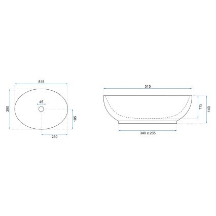 REA-U0627 - Lavabo sobre encimera CAROLA 39x51,5 cm cerámica/beige/marrón