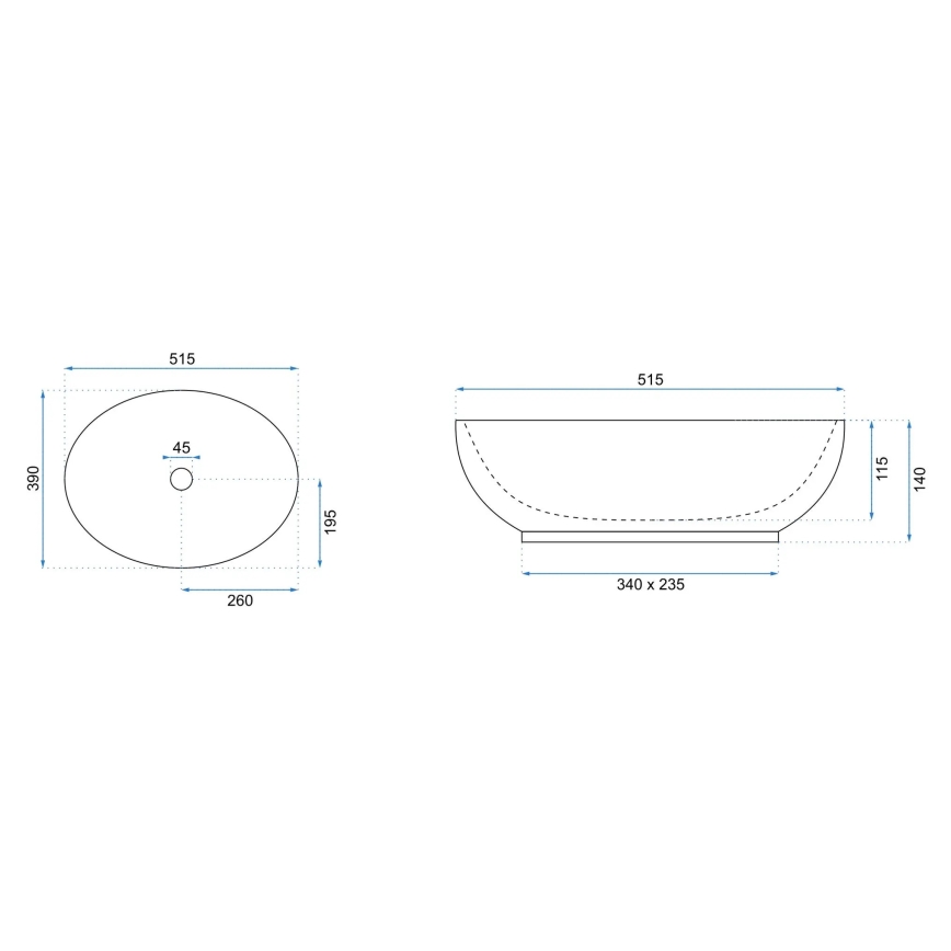 REA-U0627 - Lavabo sobre encimera CAROLA 39x51,5 cm cerámica/beige/marrón
