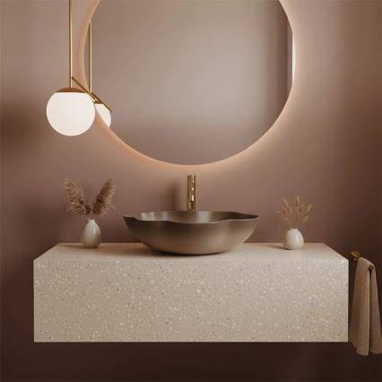 REA-U0629 - Lavabo sobre encimera PEARL 38x50,5 cm cerámica/marrón