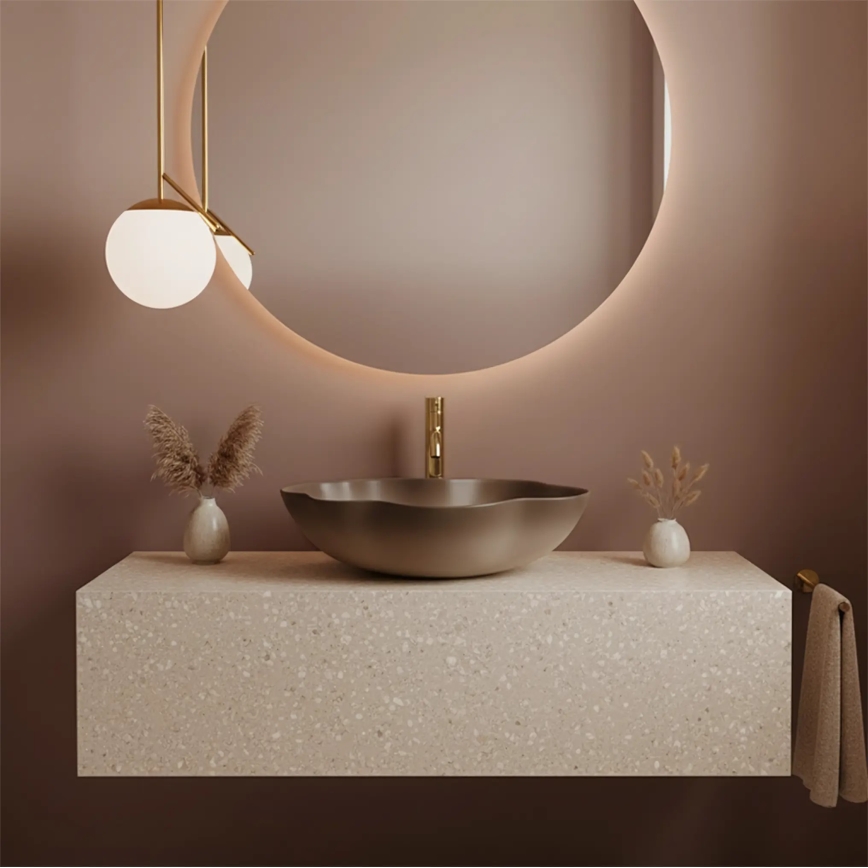 REA-U0629 - Lavabo sobre encimera PEARL 38x50,5 cm cerámica/marrón