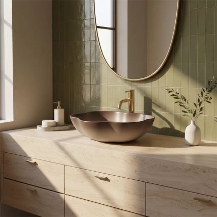 REA-U0629 - Lavabo sobre encimera PEARL 38x50,5 cm cerámica/marrón