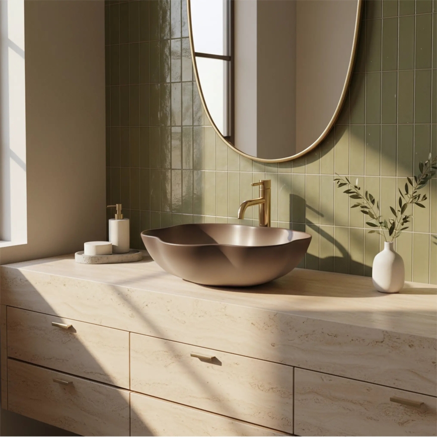 REA-U0629 - Lavabo sobre encimera PEARL 38x50,5 cm cerámica/marrón