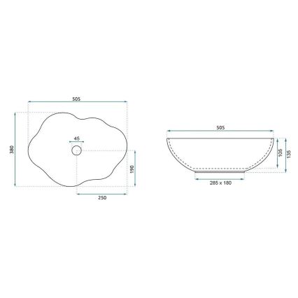 REA-U0629 - Lavabo sobre encimera PEARL 38x50,5 cm cerámica/marrón