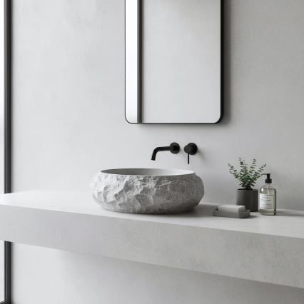 REA-U0633 - Lavabo para encimera MIKA GABRO 38x50 cm gris/imitación de piedra
