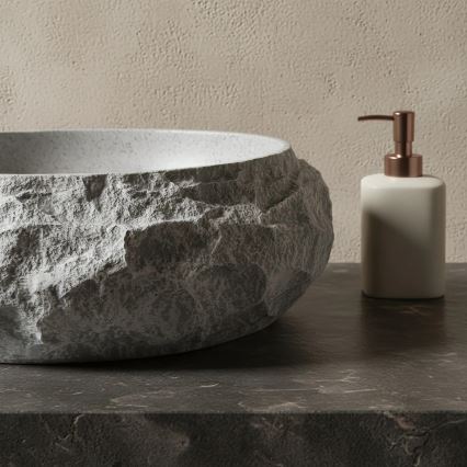 REA-U0633 - Lavabo para encimera MIKA GABRO 38x50 cm gris/imitación de piedra