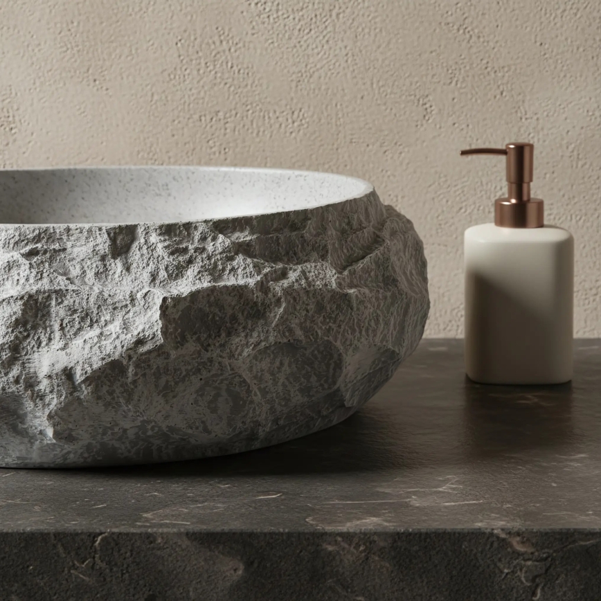 REA-U0633 - Lavabo para encimera MIKA GABRO 38x50 cm gris/imitación de piedra