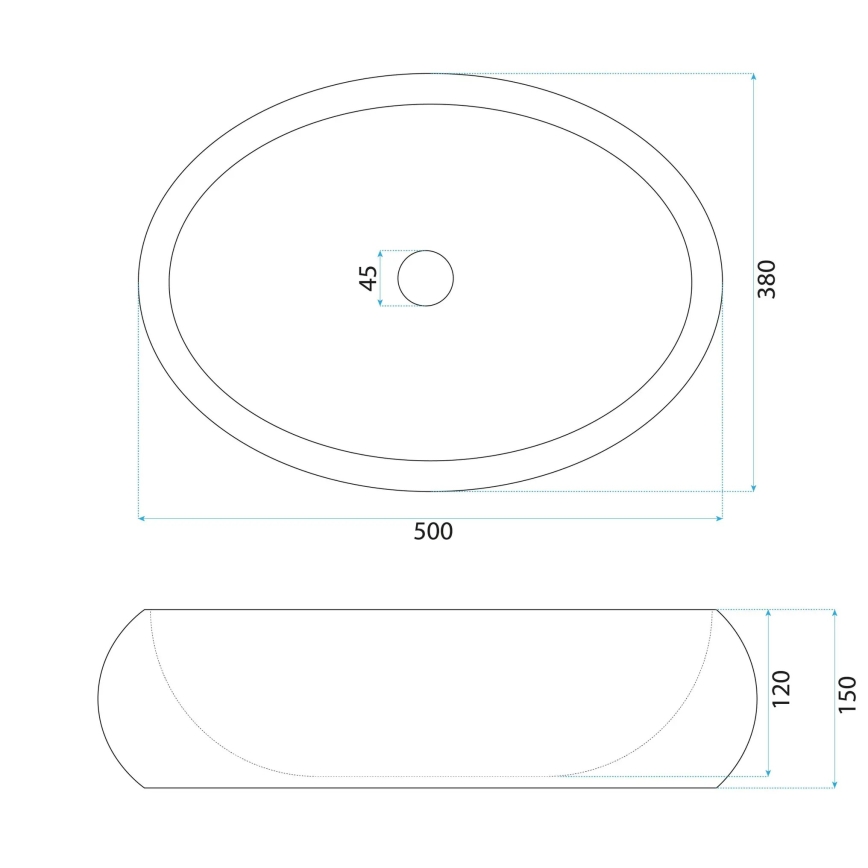 REA-U0633 - Lavabo para encimera MIKA GABRO 38x50 cm gris/imitación de piedra