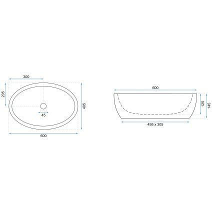 REA-U0656 - Lavabo sobre encimera MELANIA 40,5x60 cm cerámica/blanco brillante