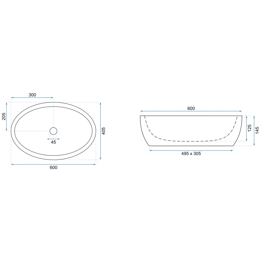REA-U0656 - Lavabo sobre encimera MELANIA 40,5x60 cm cerámica/blanco brillante