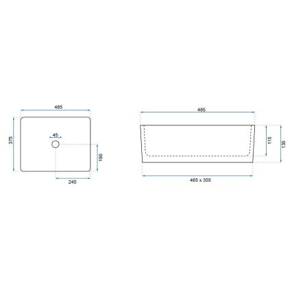 REA-U0669 - Lavabo sobre encimera ANITA 37,5x48,5 cm cerámica/blanco brillante