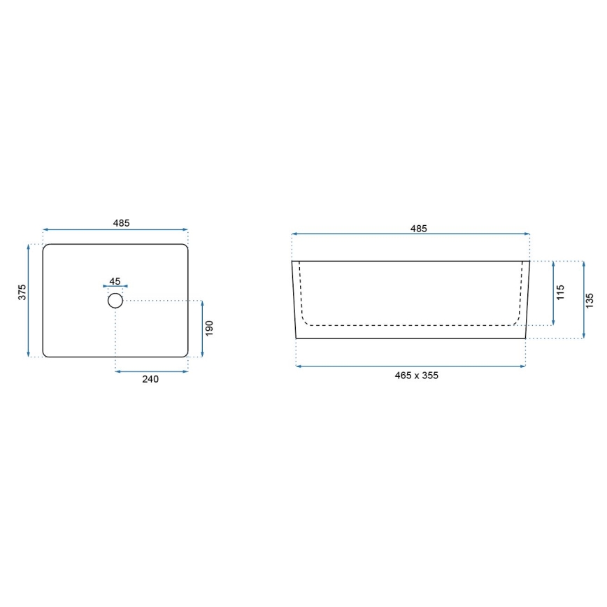 REA-U0669 - Lavabo sobre encimera ANITA 37,5x48,5 cm cerámica/blanco brillante