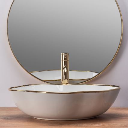 REA-U0696 - Lavabo sobre encimera PEARL 38x50,5 cm cerámica/blanco brillante/dorado