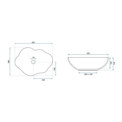 REA-U0696 - Lavabo sobre encimera PEARL 38x50,5 cm cerámica/blanco brillante/dorado
