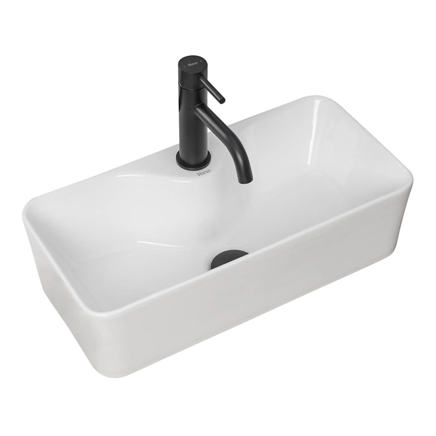 REA-U0699 - Lavabo para encimera MERY 25x50,5 cm cerámica/blanco brillante