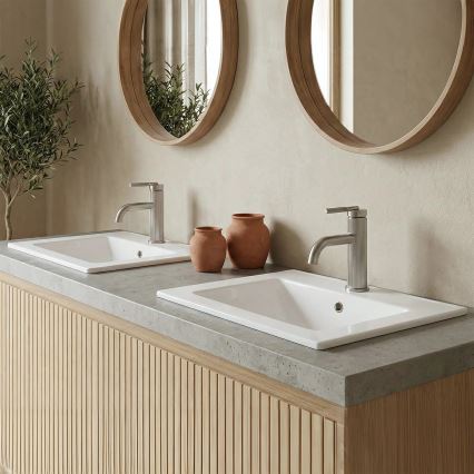 REA-U0786 - Lavabo empotrado DAFNE 47x62 cm cerámica/blanco brillante