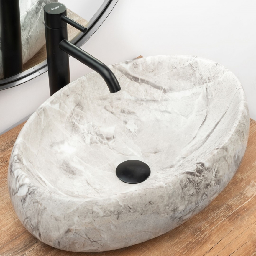 REA-U1020 - Lavabo sobre encimera LINDA 34x48,5 cm cerámica/imitación de piedra