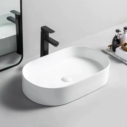 REA-U1055 - Lavabo de encimera NADIA 38,5x61 cm cerámica/blanco brillante