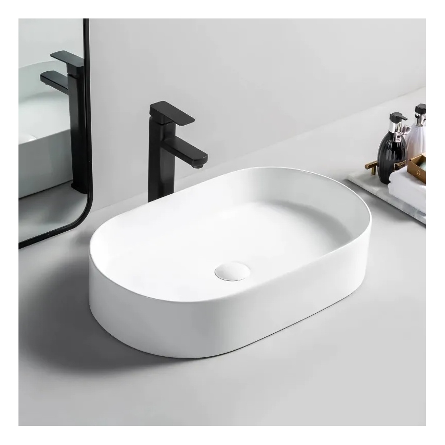 REA-U1055 - Lavabo de encimera NADIA 38,5x61 cm cerámica/blanco brillante