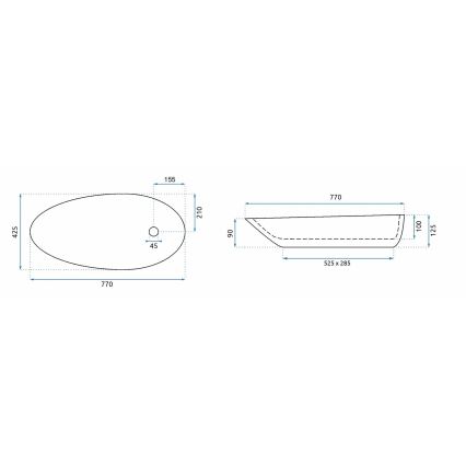 REA-U1500 - Lavabo sobre encimera GRETA 42,5x77 cm cerámica/blanco brillante