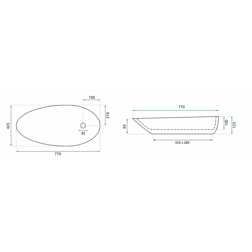 REA-U1500 - Lavabo sobre encimera GRETA 42,5x77 cm cerámica/blanco brillante