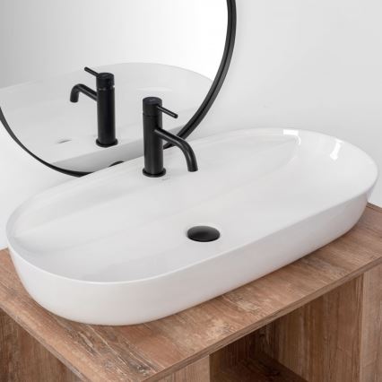 REA-U2541 - Lavabo sobre encimera AURA 41x81 cm cerámica/blanco brillante