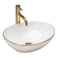 REA-U3287 - Lavabo sobre encimera SOFIA 34,5x41 cm cerámica/blanco brillante/dorado