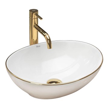 REA-U3287 - Lavabo sobre encimera SOFIA 34,5x41 cm cerámica/blanco brillante/dorado